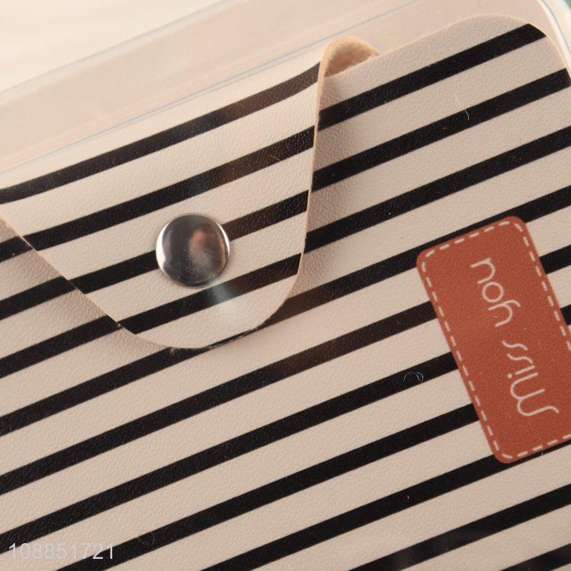 New product card bag stripe printed vertical pu leather card holder