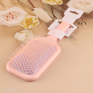 Yiwu market pink rectangle wide teeth massage hair comb