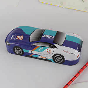 Wholesale racing car shaped metal pencil box stationery storage box