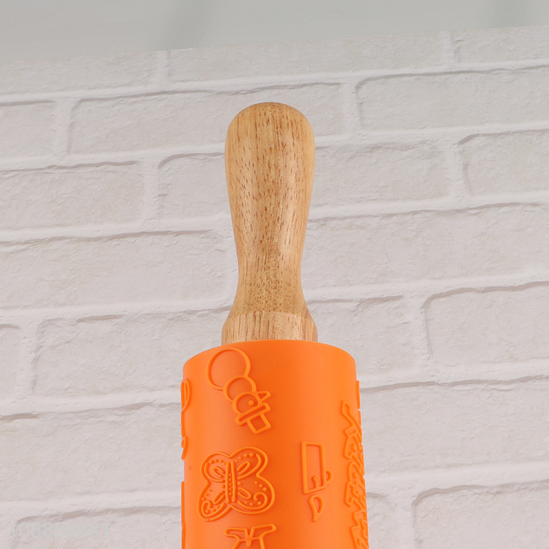 Best selling christmas cookie embossing rolling pin for kitchen