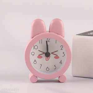 Yiwu market pink rabbit shape kids alarm clock table clock