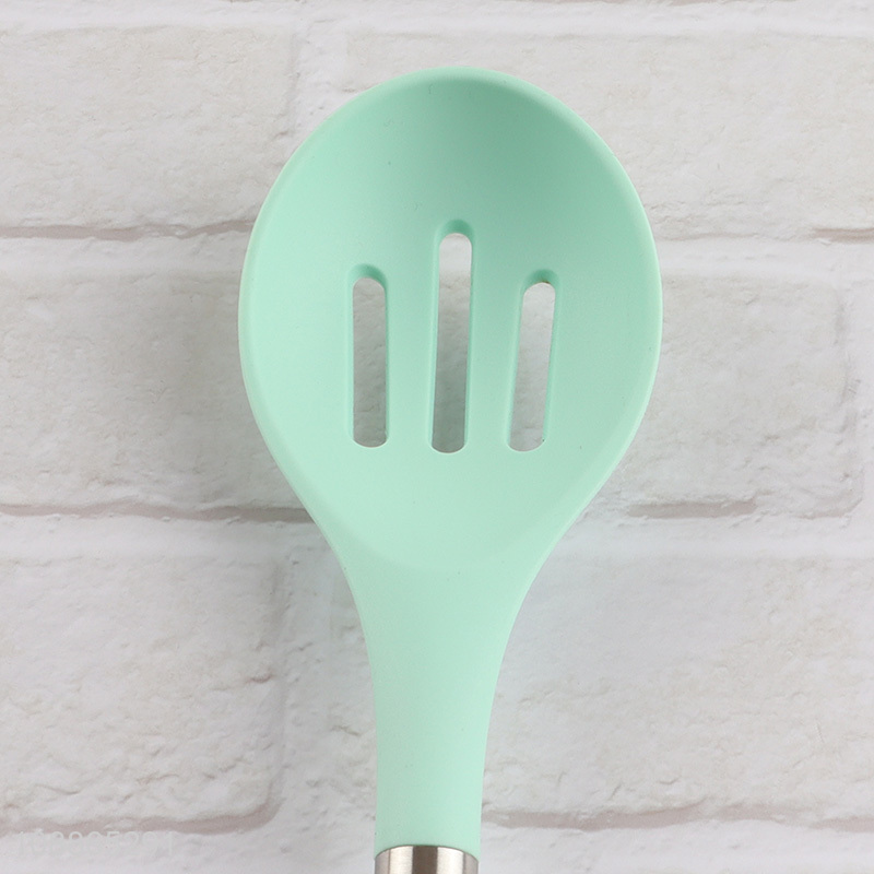 New product slotted silicone cooking spoon with stainless steel handle