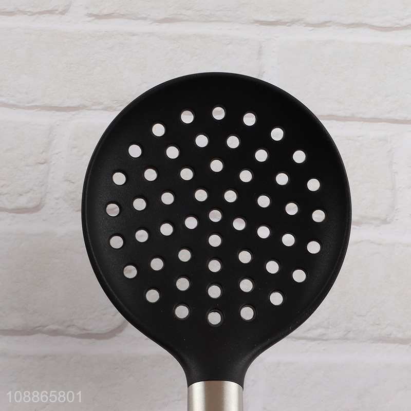 Good quality silicone nylon slotted ladle with stainless steel handle