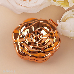 New product rose shape pocket mirror travel mirror brush for women