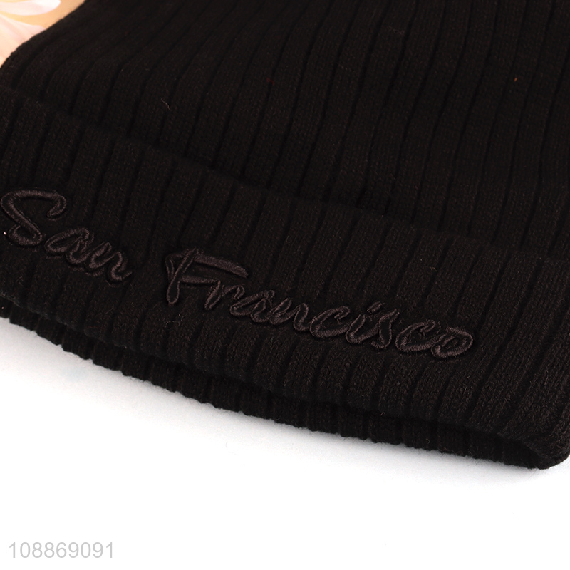 New arrival black fashionable winter knitted hat beanies hat