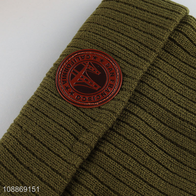 Good price embroidery woven label beanie hats for men women