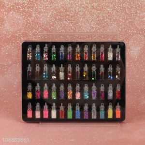 Online wholesale 48 colors glitter set for resin, makeup, body face nail arts