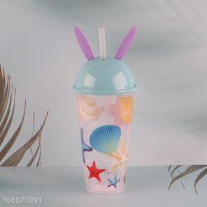 Factory price rabbit ear water cup with straw&lights