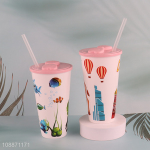 Low price portable plastic straw cup water cup drinking cup