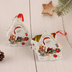 Best selling christmas decoration hanging tinplate storage box for xmas tree