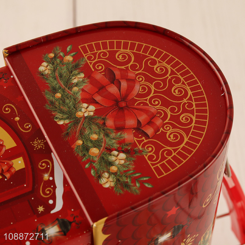 Low price christmas gifts tinplate storage box with handle