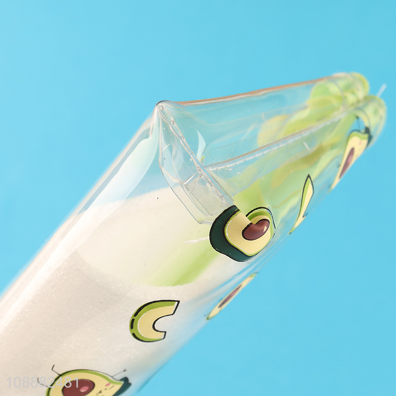 Yiwu market transparent avocado kids students pencil bag with zipper