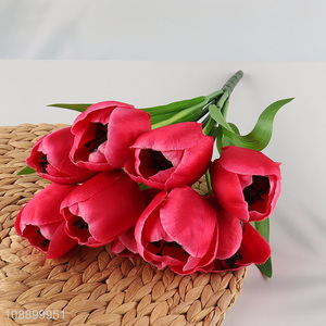 Wholesale 9-head artificial tulips lifelike tulip bouquets for garden decor