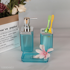 Top selling 4pcs <em>bathroom</em> <em>set</em> liquid soap dispenser toothbrush holder soapbox <em>set</em>