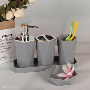 Yiwu market 4pcs <em>bathroom</em> <em>set</em> liquid soap dispenser toothbrush holder soapbox <em>set</em>