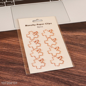 Attractive design 8 pieces four-leaf clover shape iron paper clips metal bookmarks