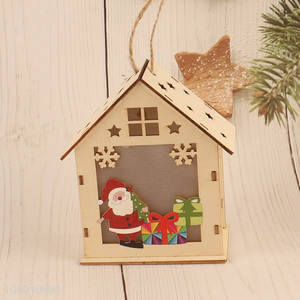 Wholesale Led Light Christmas Wooden House Ornament Luminous Wooden House