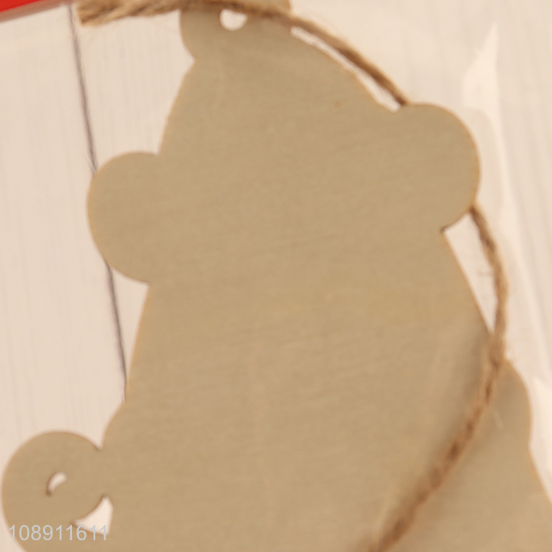 Good Quality DIY Coloring Christmas Wooden Bear Pendants Hanging Ornaments