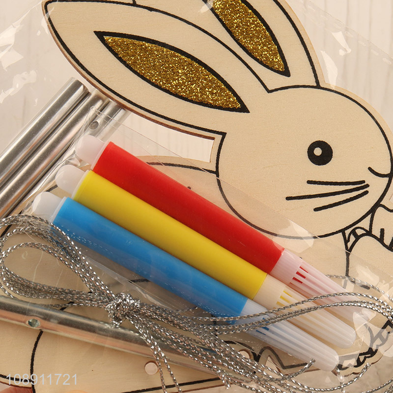 High Quality Bunny Wind Chime Kit DIY Coloring Wooden Craft for Decor