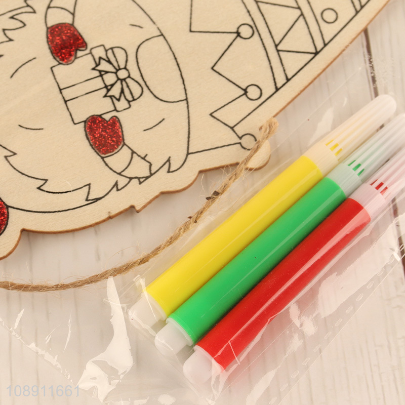 Wholesale DIY Coloring Christmas Wooden Gnome Pendants for Holiday Decor