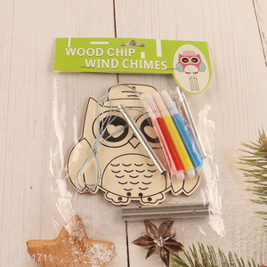 Wholesale Owl Wind Chime Kit DIY Painting Wooden Craft for Boys Girls