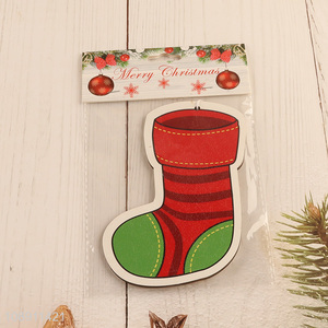 Hot Selling Christmas Wooden Stocking Pendants Christmas Tree Ornaments