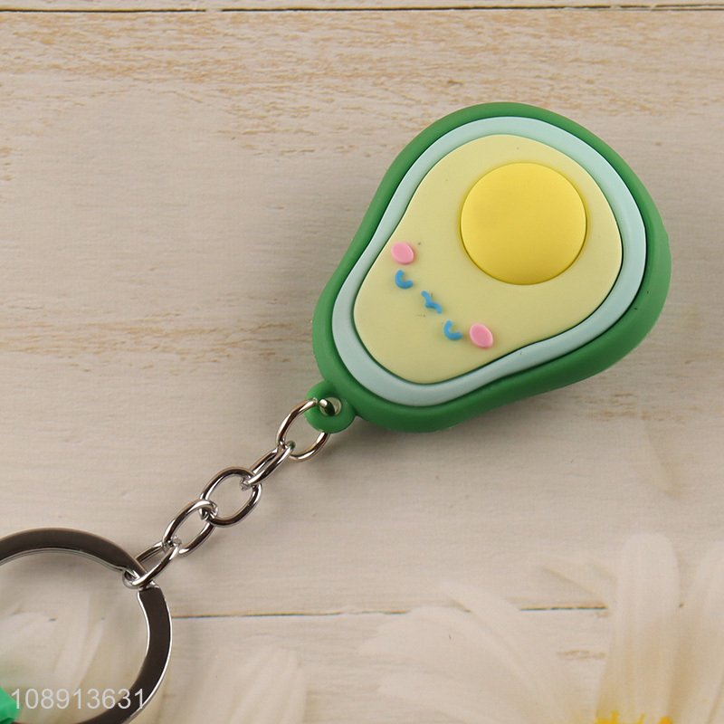 Factory Price Cute Cartoon Avocado Keychain Silicone Key Ring