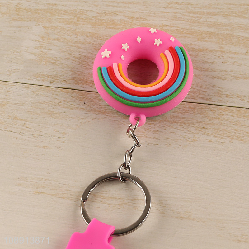 Factory Price 3D Silicone Donut Keychain for Kids Boys Girls