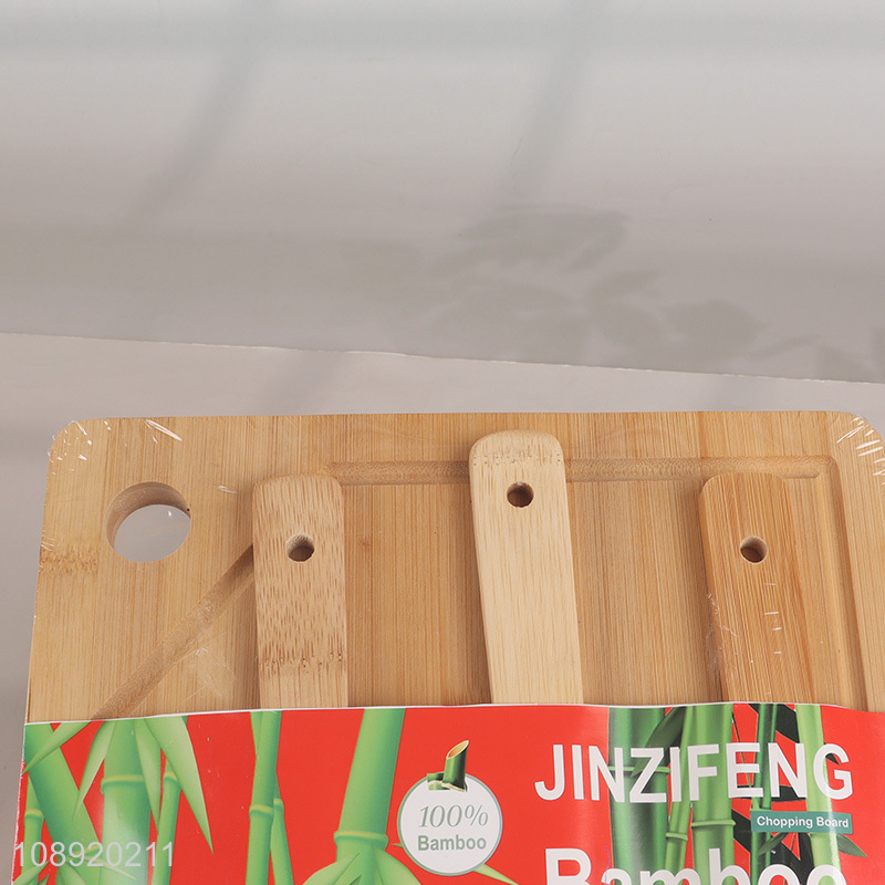 Factory supply bamboo meat chopping board and kitchen utensils set