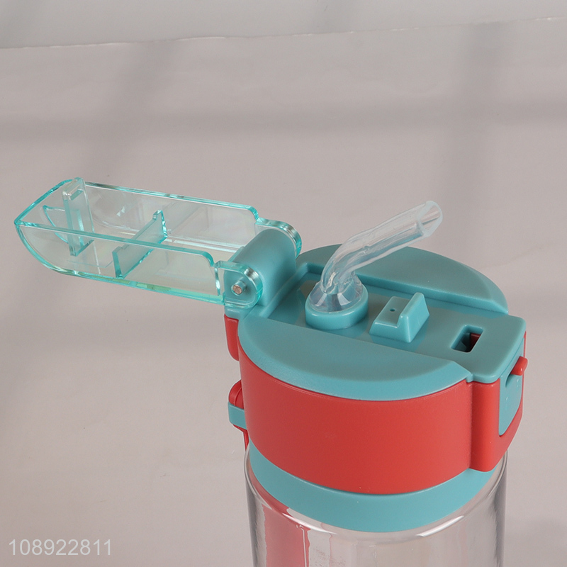 New Arrival Portable Plastic Sports Water Bottle with Flip Straw