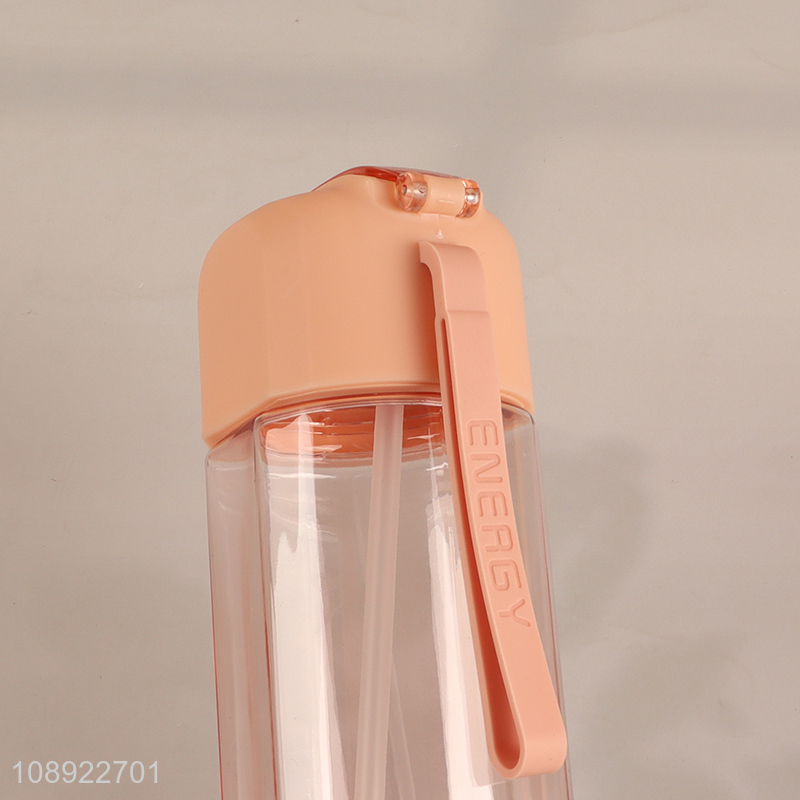 Hot Selling Reusable Plastic Sports Water Bottle with Flip Straw