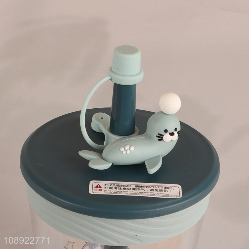 New Product 450ml Cute Cartoon Tritan Water Cup with Lid & Straw