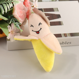 Hot selling banana shape pet dog chew toy squeaky plush toy