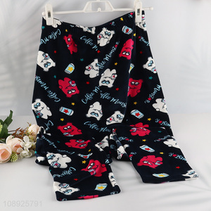 Factory wholesale cartoon printed soft men coral velvet pajama pants