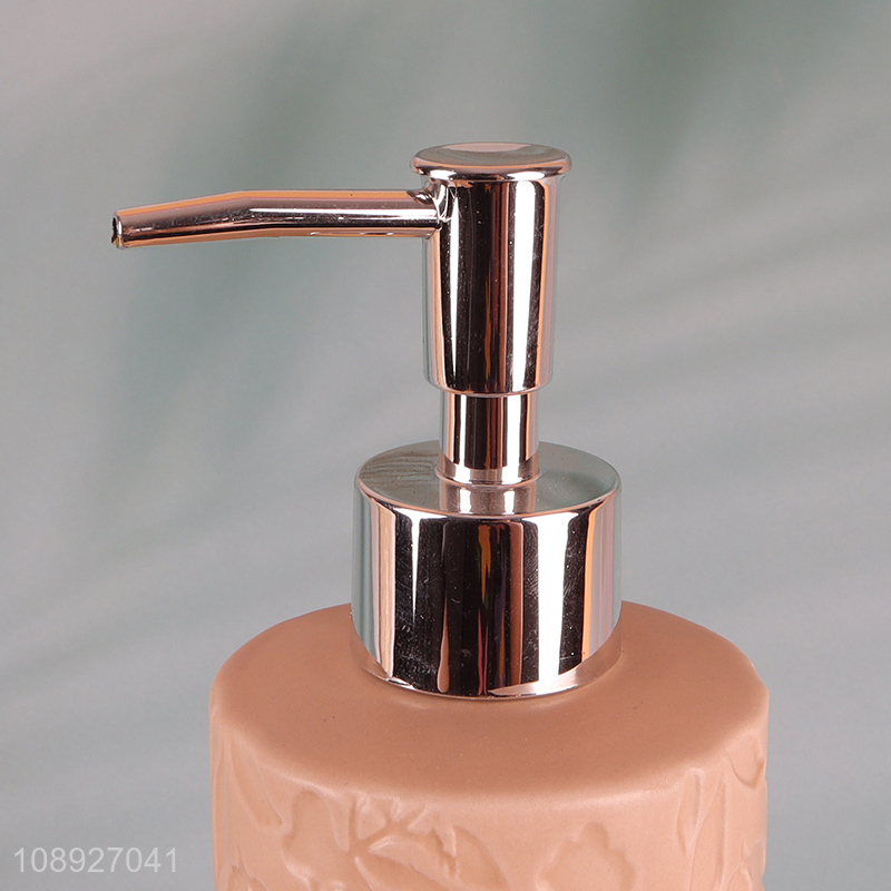 Popular product embossed ceramic soap dispenser for bathroom kitchen