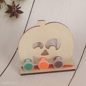 New Product DIY Halloween Pumpkin Wooden Painting Kit for Kids