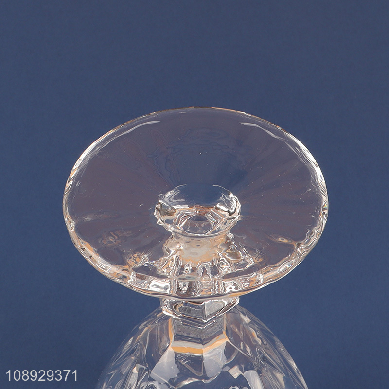 New arrival clear vintage embossed glass goblet footed wine glasses