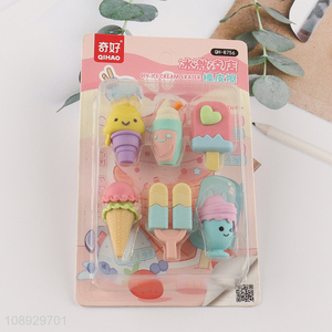 Factory supply cartoon ice cream series students stationery eraser set