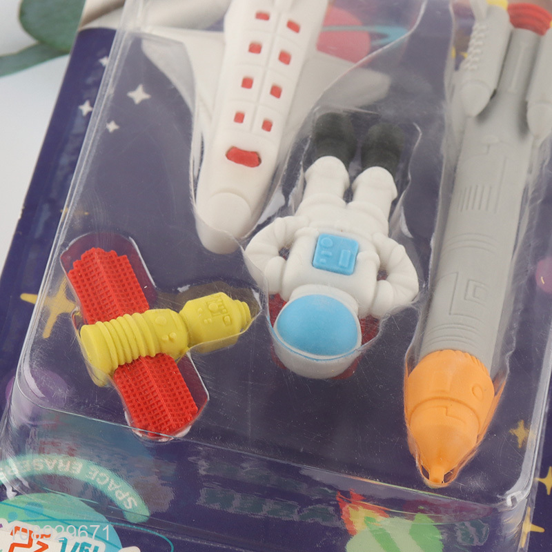 Factory price cartoon students stationery eraser set for sale