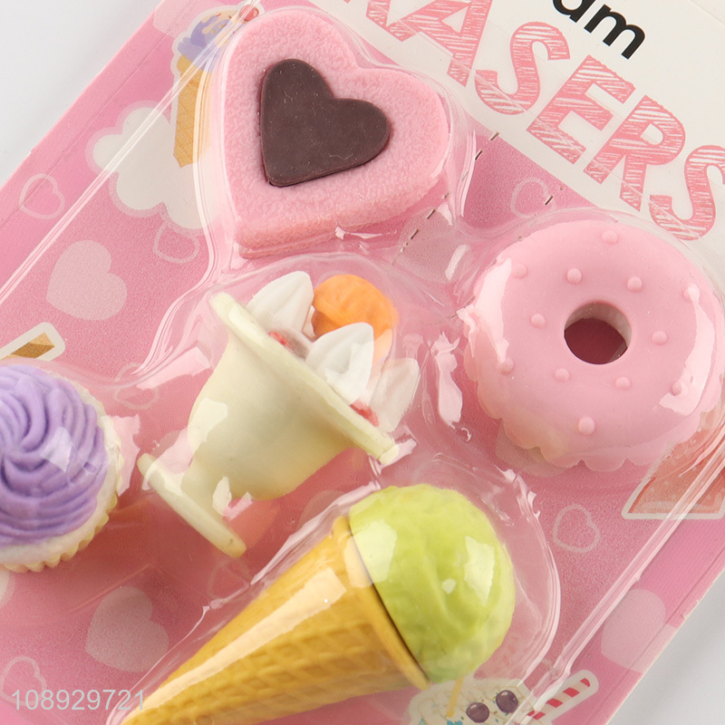 Online wholesale ice cream series students stationery eraser set