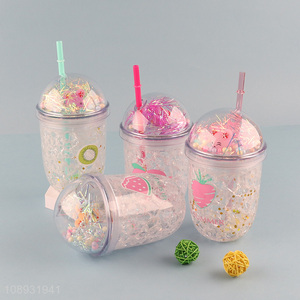 Most popular plastic water tumblers water cup with straw and lid