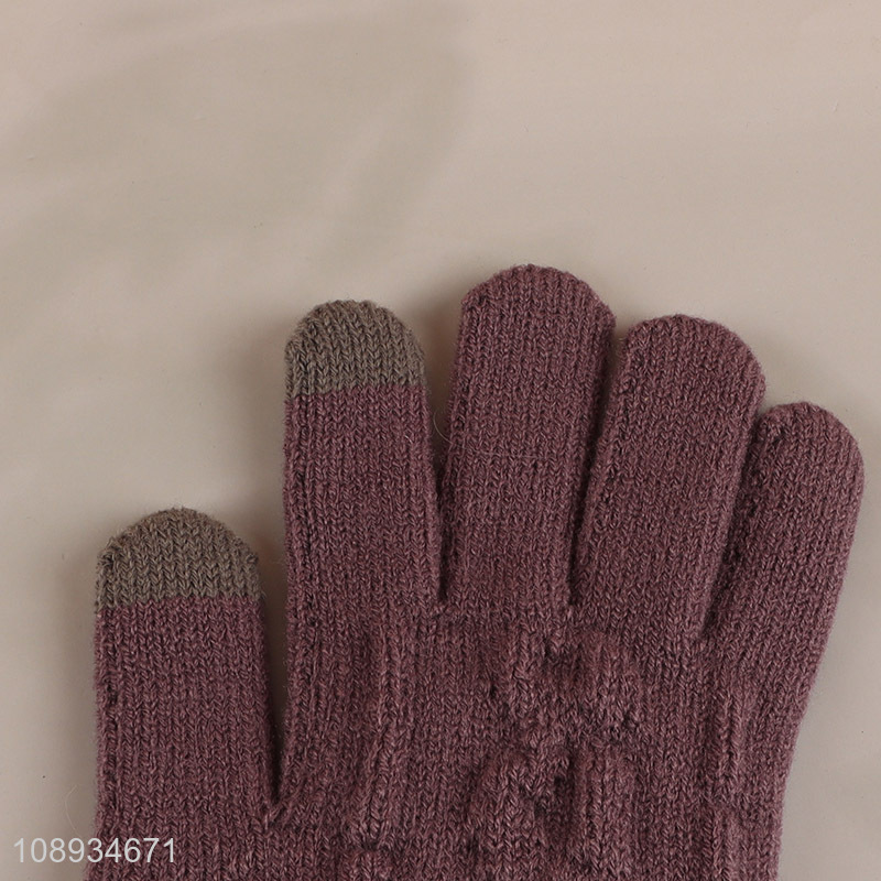 New arrival winter touch screen texting knit gloves for women