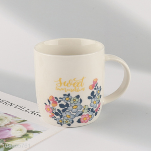 Good quality white printed ceramic water cup coffee cup for sale