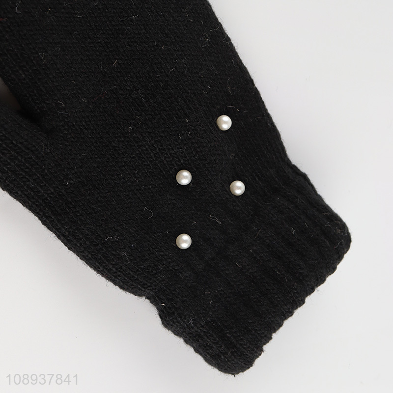 Top products black warm winter woolen gloves for women