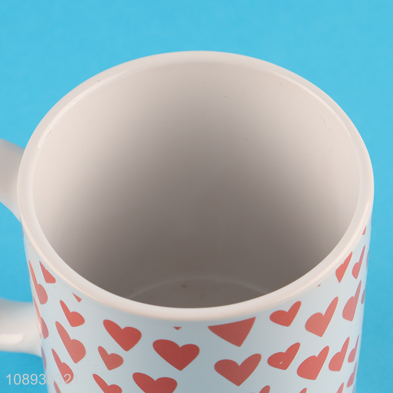 Popular products heart pattern ceramic water cup with handle