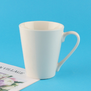 China wholesale white ceramic water cup drinking cup with handle