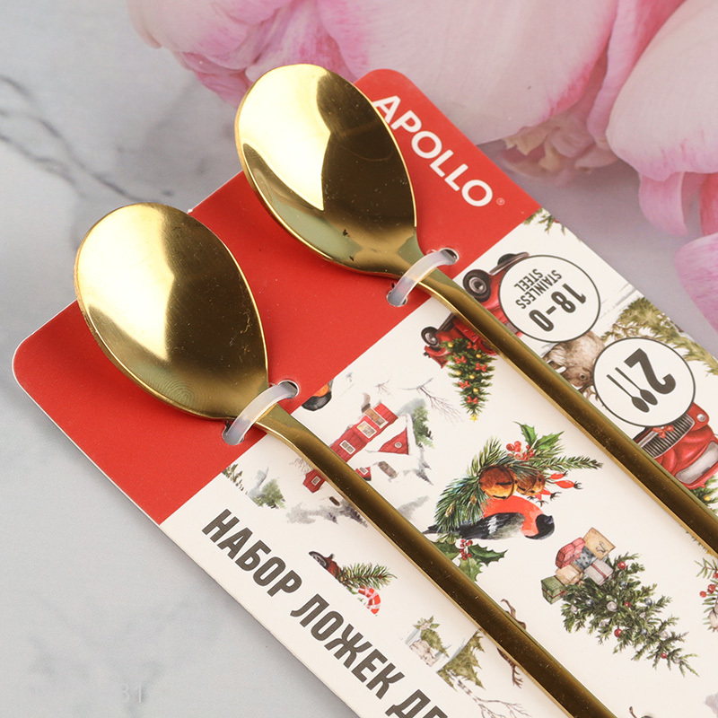 Factory price 2pcs christmas series stainless steel spoon