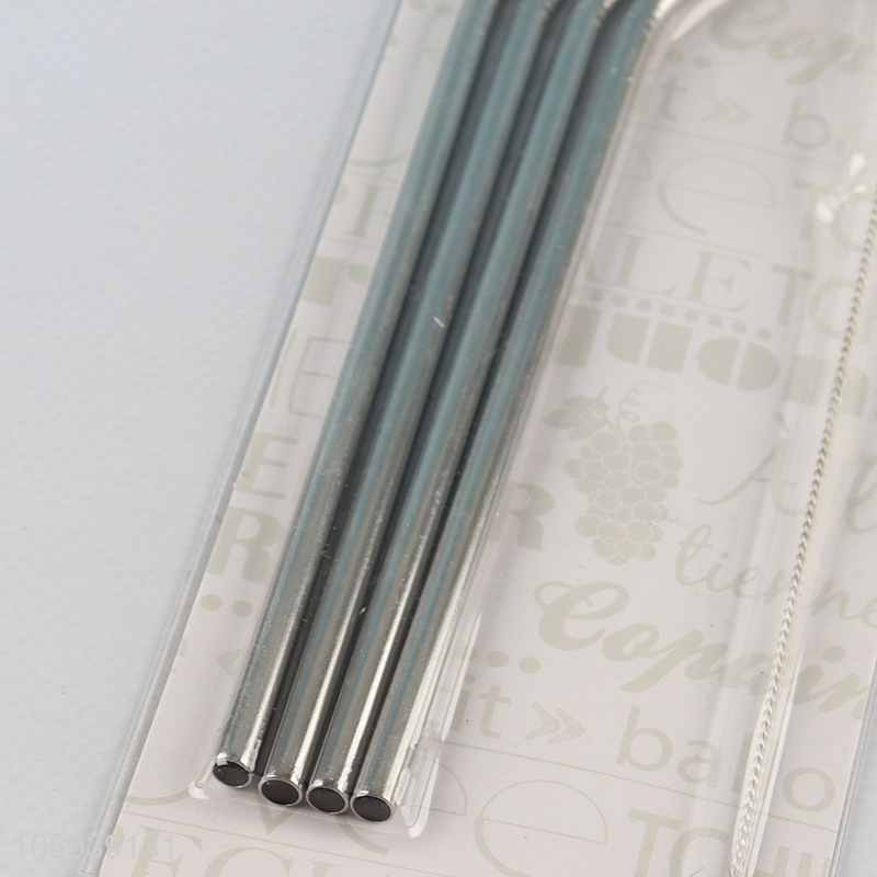 Low price 4pcs stainless steel drinking straw for juice coffee