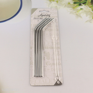 Low price 4pcs stainless steel drinking straw for juice coffee