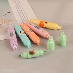 Good Quality 6 Colors Sausage Shape Highlighters Cute Marker Pens